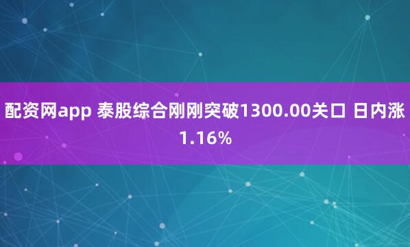 配资网app 泰股综合刚刚突破1300.00关口 日内涨1.16%